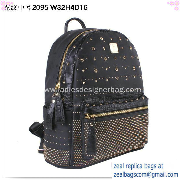High Quality Replica MCM Armour Medium Backpack Snake Leather MC2095 Black - Click Image to Close